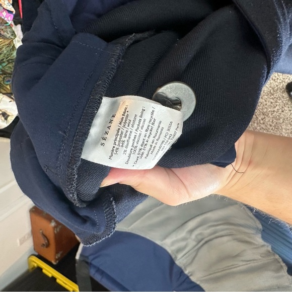 Sezane Navy Damon Trousers Wide Leg Crop Size 44 Wool Blend - Picture 6 of 6